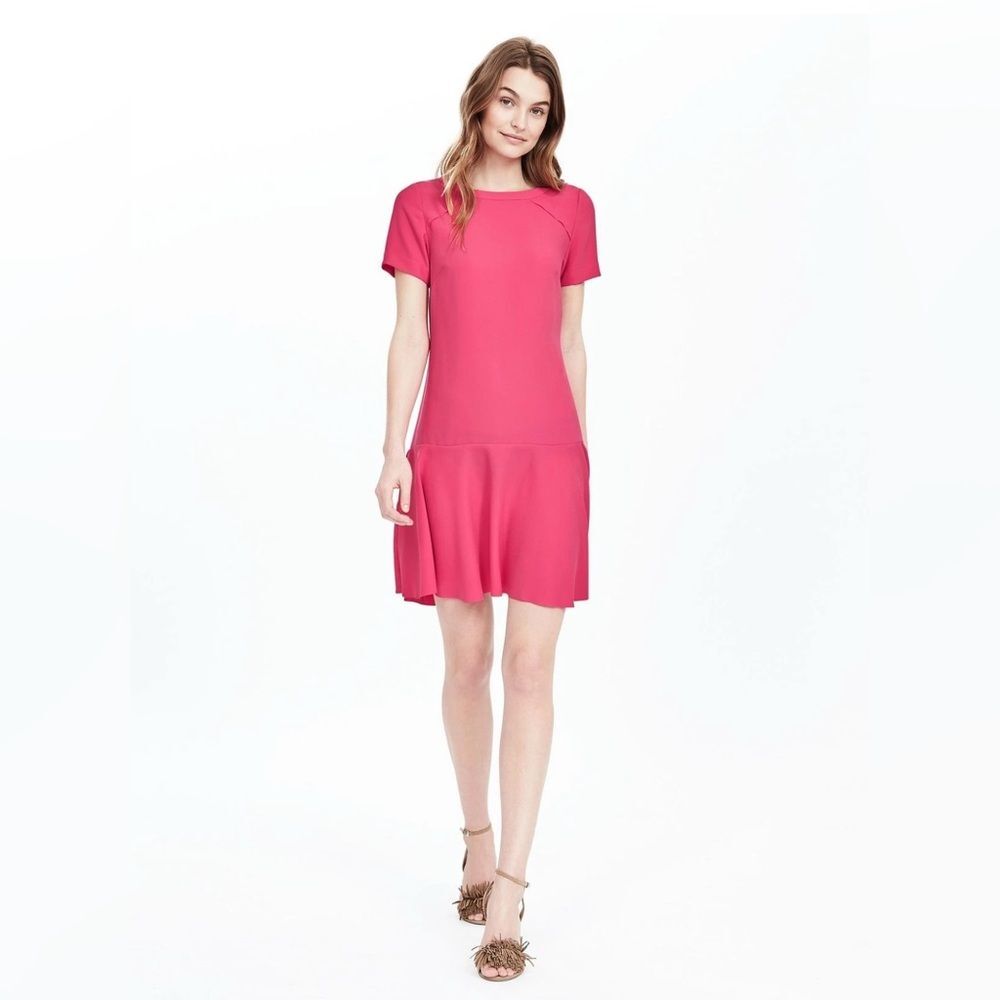 Banana Republic Flounce Dress Kismet Pink, Size 2‎